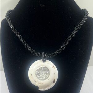 Tiare Hawaii Black and White Spiral Pendant Necklace